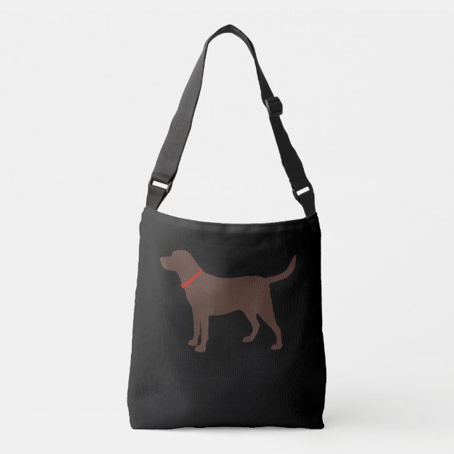 Dog Lover | Chocolate Labrador Dog Silhouette Crossbody Bag (Front)
