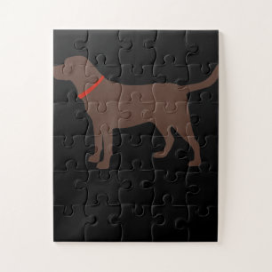 Dog Lover Chocolate Labrador Dog Silhouette Jigsaw Puzzle
