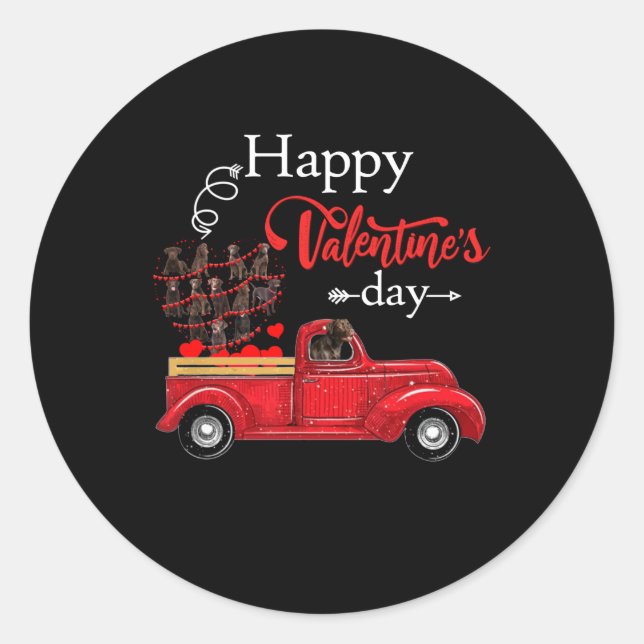 Dog Lover | Chocolate Labrador Happy Valentine Classic Round Sticker (Front)