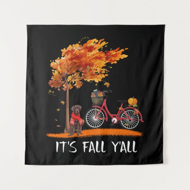 Dog Lover | Chocolate Labrador It's Fall Y'all Tapestry (Front)