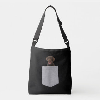 Dog Lover | Chocolate Labrador Puppy In Pocket Crossbody Bag