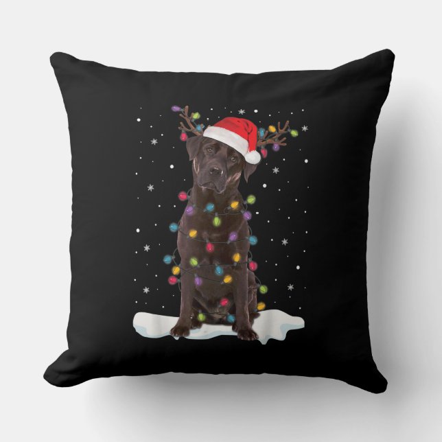 Dog Lover | Chocolate Labrador Retriever Christmas Cushion (Front)