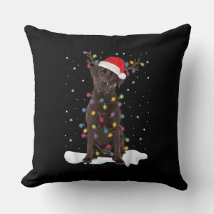 Dog Lover   Chocolate Labrador Retriever Christmas Cushion