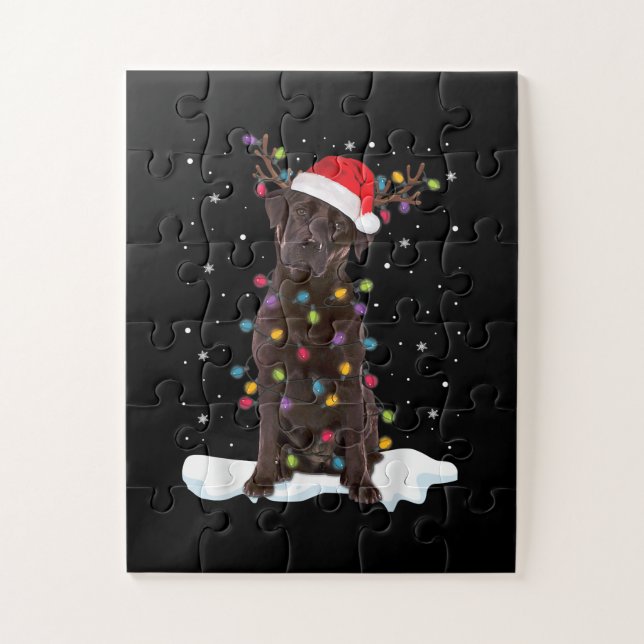Dog Lover | Chocolate Labrador Retriever Christmas Jigsaw Puzzle (Vertical)