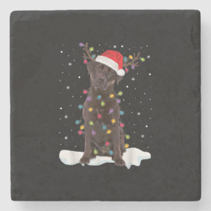 Dog Lover Chocolate Labrador Retriever Christmas Stone Coaster