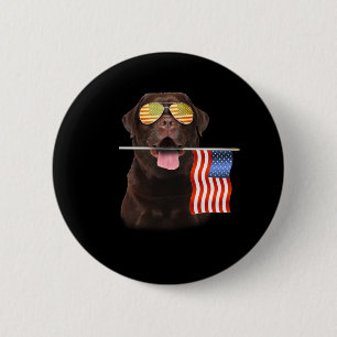 Dog Lover   Chocolate Labrador USA American Flag 6 Cm Round Badge