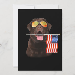 Dog Lover Chocolate Labrador USA American Flag Card
