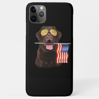 Dog Lover | Chocolate Labrador USA American Flag iPhone 11 Pro Max Case