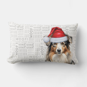 Dog Lover Christmas Australian Shepherd Santa Lumbar Cushion