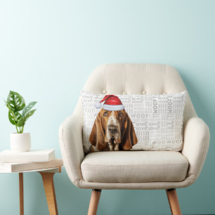 Dog Lover Christmas Basset Hound Holiday Lumbar Cushion