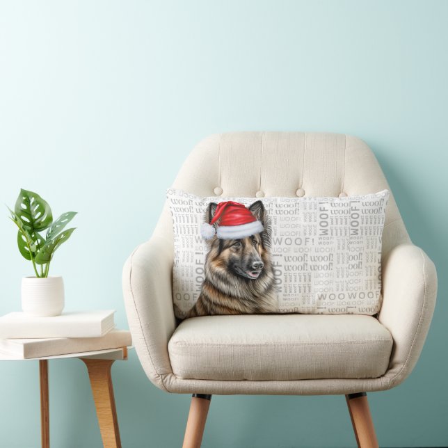 Dog Lover Christmas Belgian Tervuren Holiday Lumbar Cushion (Chair)