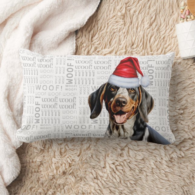 Dog Lover Christmas Bluetick Coonhound Holiday Lumbar Cushion (Blanket)