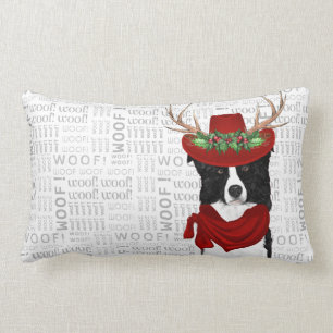 Dog Lover Christmas Border Collie Holiday Lumbar Cushion