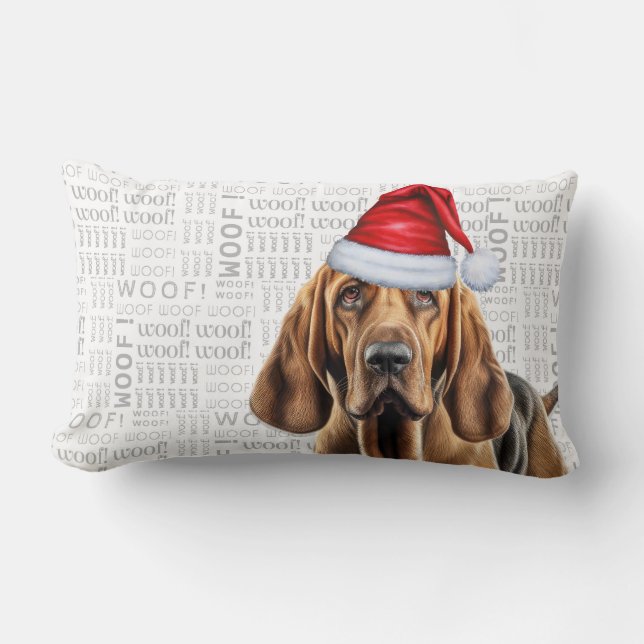 Dog Lover Christmas Cute Bloodhound Holiday Lumbar Cushion (Front)