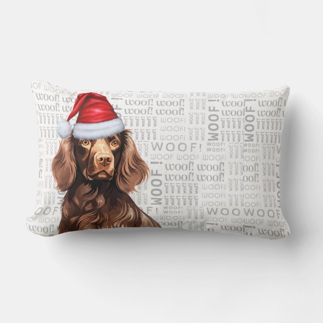 Dog Lover Christmas Cute Boykin Spaniel Holiday Lumbar Cushion (Front)