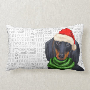 Dog Lover Christmas Dachshund Lumbar Cushion