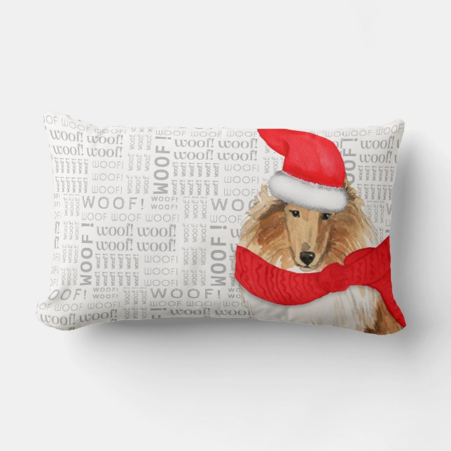 Dog Lover Christmas Rough Collie Holiday Lumbar Cushion (Front)