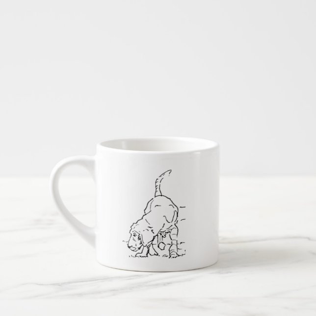 Dog Lover Coffee Mug, Beagle Illustration Espresso Cup (Left)