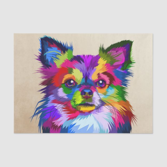 Dog Lover Colourful Chihuahua Dog Tissue Paper (Front)