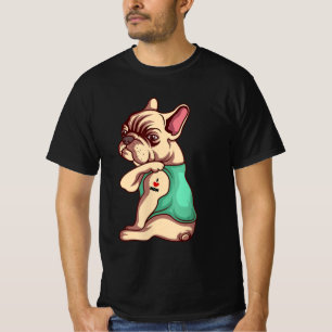 Dog Lover Cool French Bulldog I Love Mom Tattoo T-Shirt
