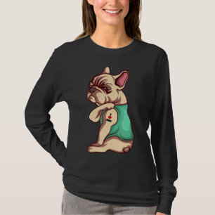 Dog Lover   Cool French Bulldog I Love Mom Tattoo T-Shirt