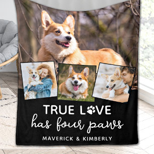 Dog Lover Custom 4 Photo Collage Pet True Love Fleece Blanket