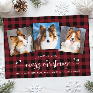 Dog Lover Custom Pet Photo Country Plaid Christmas Holiday Card