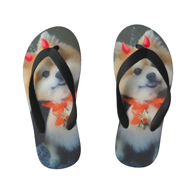 Dog Lover Custom Pet Photo Kid's Flip Flops (Footbed)