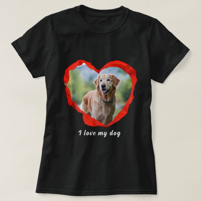 Dog Lover Custom Photo and Name Personalised  T-Shirt (Design Front)