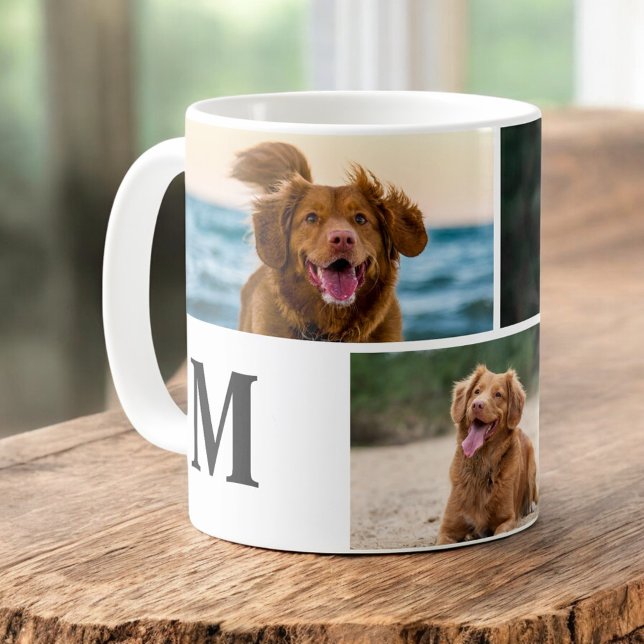 Dog Lover Custom Photo Collage Pet Monogram  Coffee Mug (Creator Uploaded)