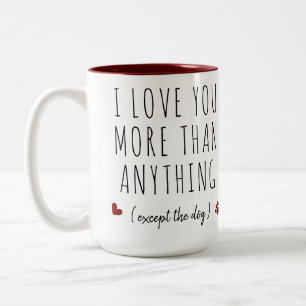 Dog Lover Custom Photo I Love You Valentines Day  Two-Tone Coffee Mug