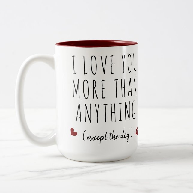 Dog Lover Custom Photo I Love You Valentines Day  Two-Tone Coffee Mug (Left)