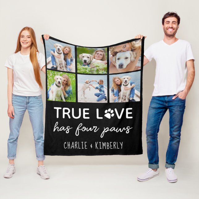 Dog Lover Customised 6 Photo Collage Pet True Love Fleece Blanket (In Situ)