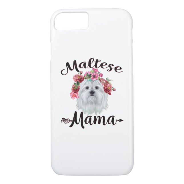 Dog Lover | Cute Maltese Mama Dog Flowers Florals Case-Mate iPhone Case (Back)