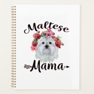 Dog Lover   Cute Maltese Mama Dog Flowers Florals Planner