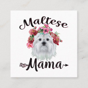 Dog Lover   Cute Maltese Mama Dog Flowers Florals Square Business Card