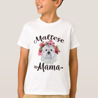 Dog Lover | Cute Maltese Mama Dog Flowers Florals T-Shirt