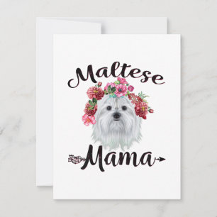 Dog Lover Cute Maltese Mama Dog Flowers Florals Thank You Card