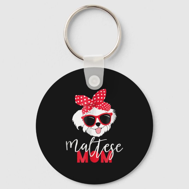 Dog Lover | Cute Maltese Mum Key Ring (Front)