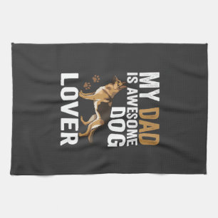 Dog Lover Dad Is Awesome Tea Towel