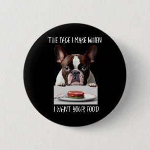 Dog Lover Design Steak Dinner Food French Bulldog  6 Cm Round Badge