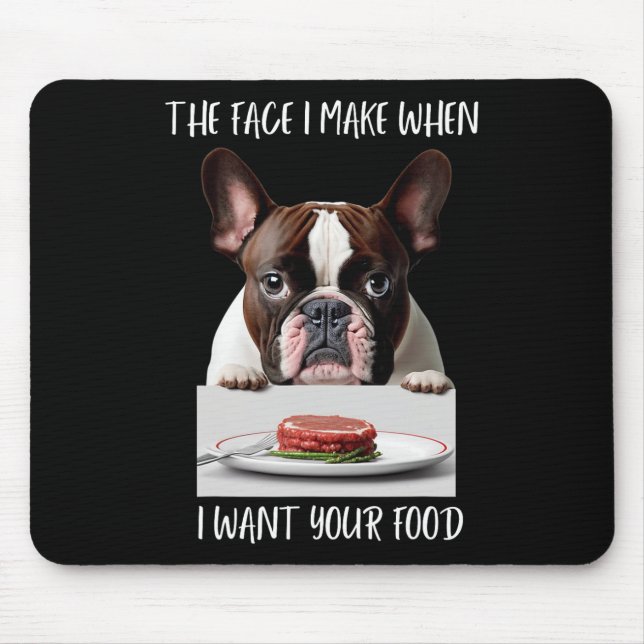 Dog Lover Design Steak Dinner Food French Bulldog  Mouse Mat (Front)