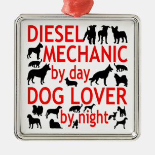 Dog Lover Diesel Mechanic Metal Tree Decoration