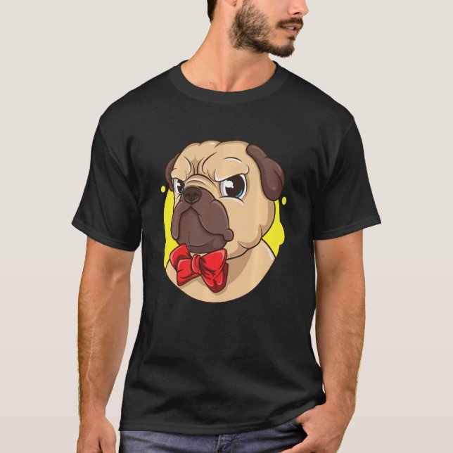Dog Lover  Dog Face Red Bow Tie Funny Behaviour Pu T-Shirt (Front)