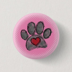 Dog Lover Drawing Watercolor Halftone Print 3 Cm Round Badge