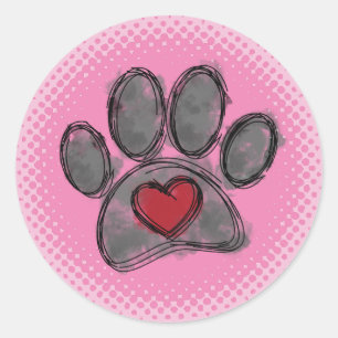 Dog Lover Drawing Watercolor Halftone Print Classic Round Sticker