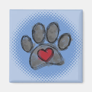 Dog Lover Drawing Watercolor Halftone Print Magnet