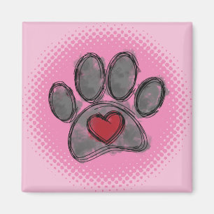 Dog Lover Drawing Watercolor Halftone Print Magnet