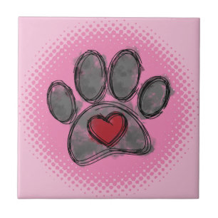 Dog Lover Drawing Watercolor Halftone Print Tile