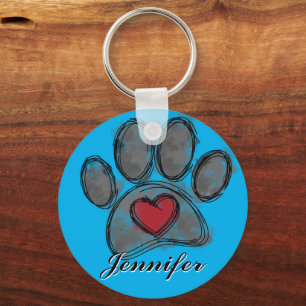 Dog Lover Drawing Watercolor Key Ring